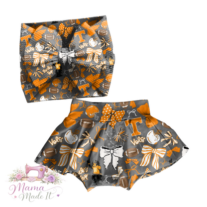 Tennessee Vols baby bummies, skirt, flare pants or headwrap (Copy)