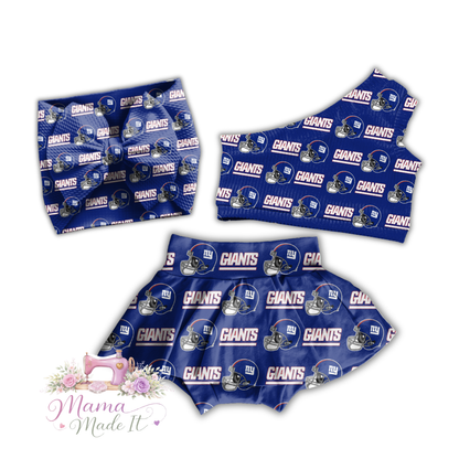 New York Giants, baby bummies, skirt, flare pants or headwrap